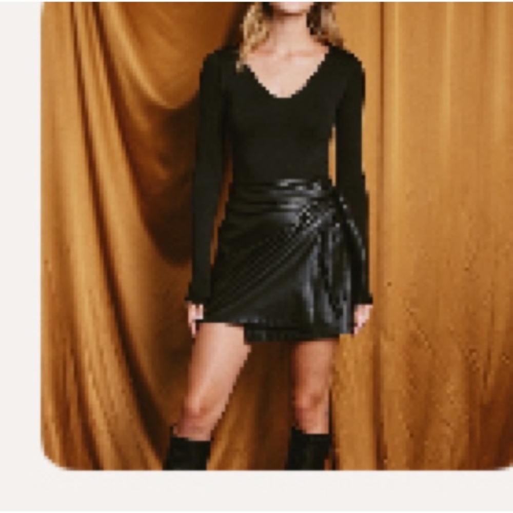 Vegan Leather Wrap Skirt